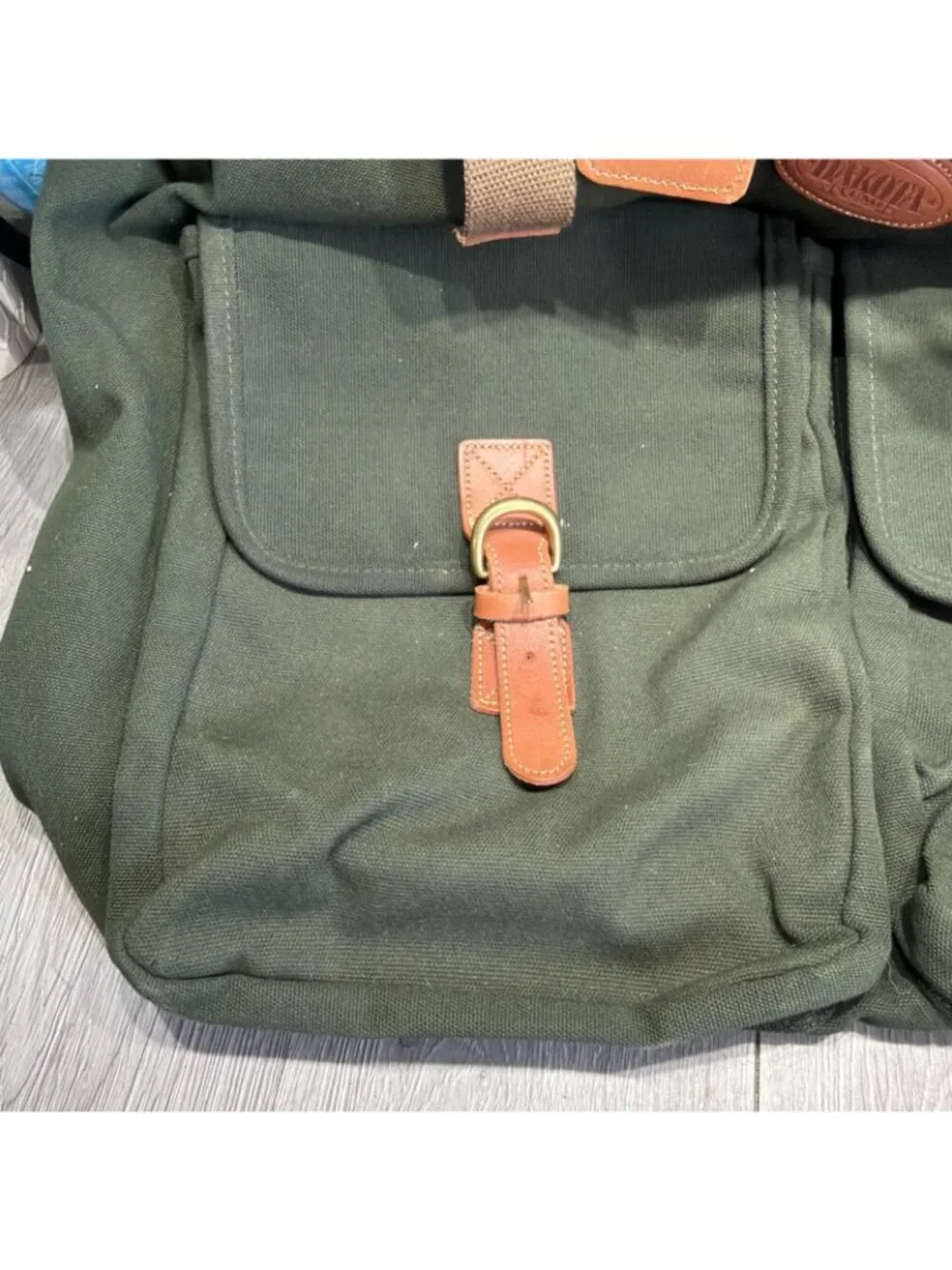 Tumi Dakota Duffel Bag Green Canvas Leather Weekender Pack Vintage Carry On
